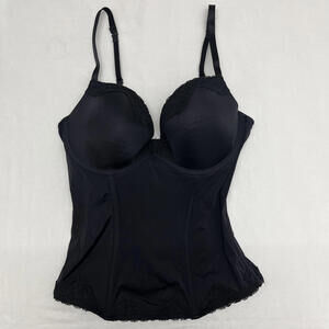 Y2K Perfectly Me La Senza black satin laced corset top romantic goth Size Medium